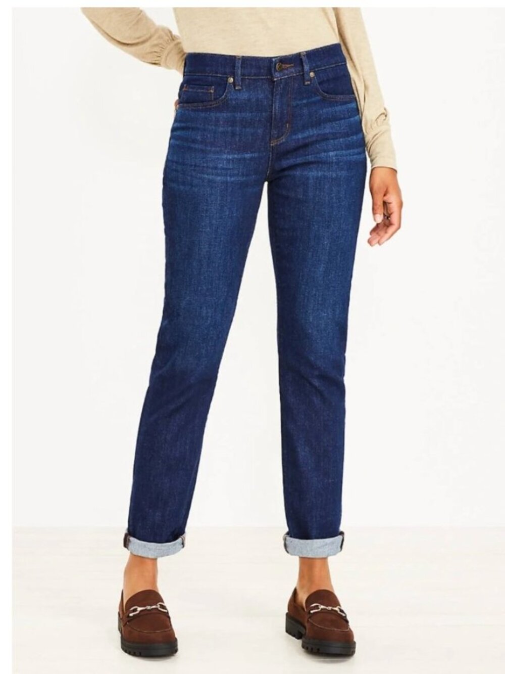 LOFT Boyfriend Jeans Women Size 8 Size 10 Dark Wash Denim Relaxed Straight